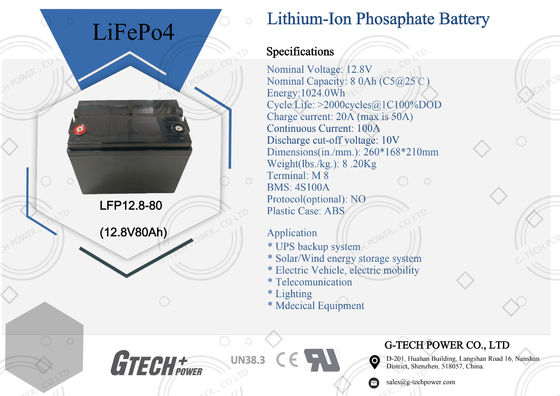 12.8V 80Ah Deep Cycle Lithium Ion Battery For Vrla Battery Replacement